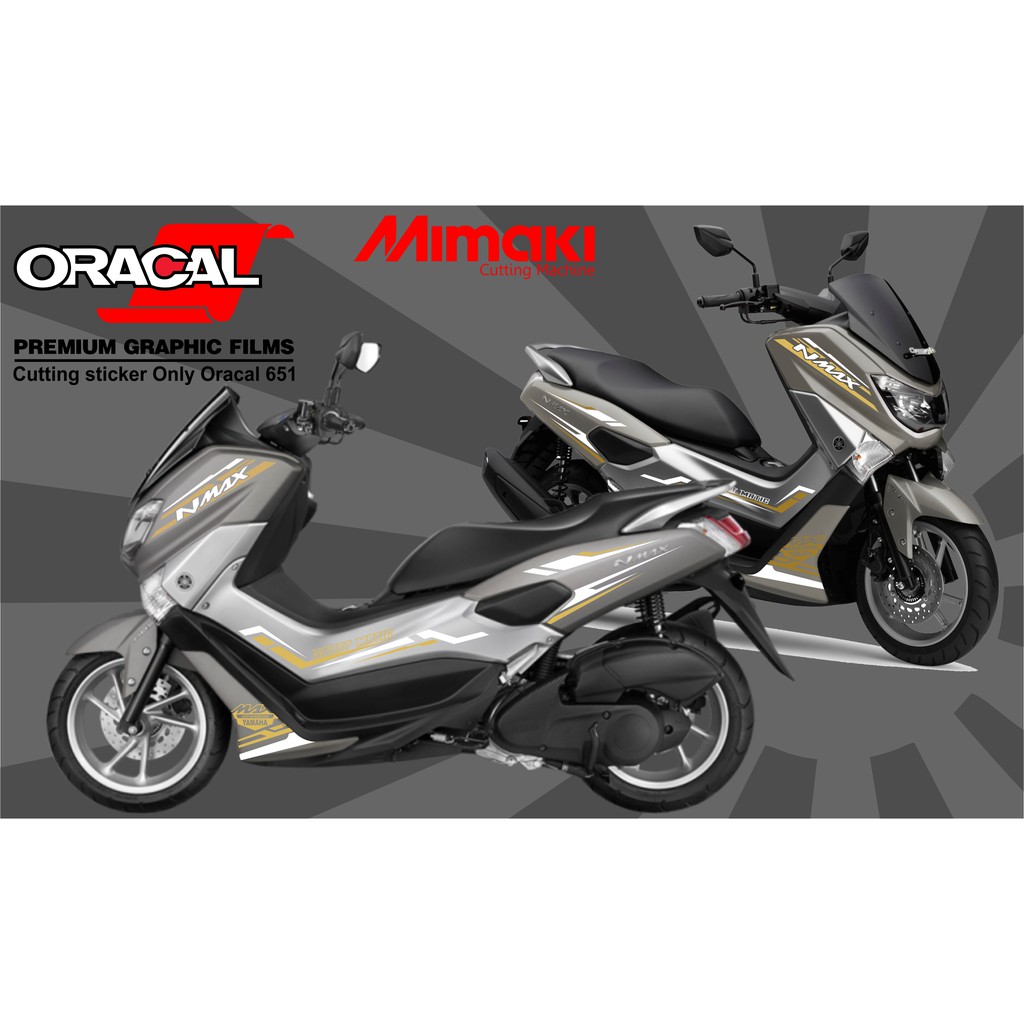 STICKER CUTTING NMAX ABU ABU - STRIPING NMAX GOLD PUTIH BAHAN ORACAL ORIGINAL