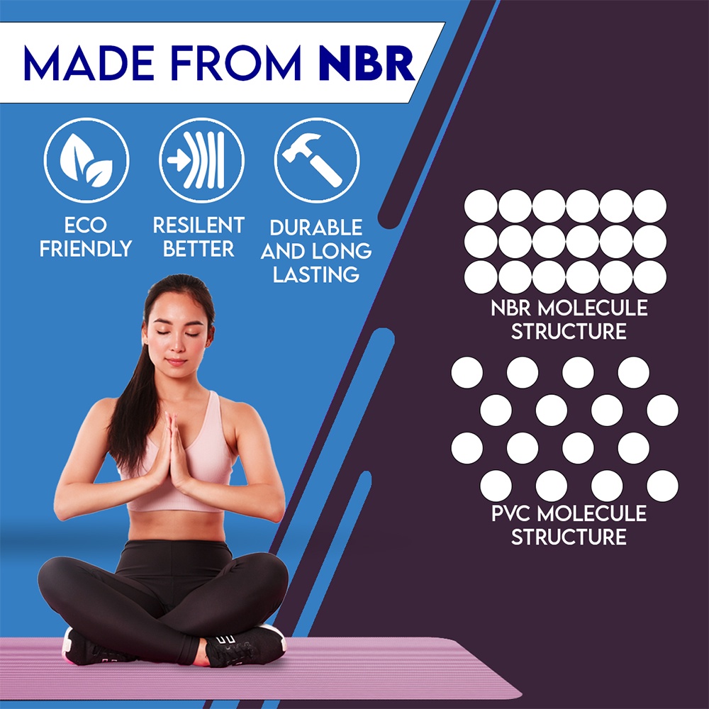 NBR Yoga Mat Matras Latihan Anti Slip Mat Senam Yoga Mat Gym Matrass Fitness Karpet Matras