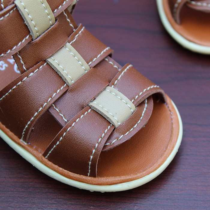 sandal anak cowok usia 1 2 tahun bunyi toet SL16 BROWN