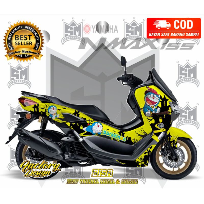 Sticker Decal NMAX New Motif Doraemon variasi kuning stabilo