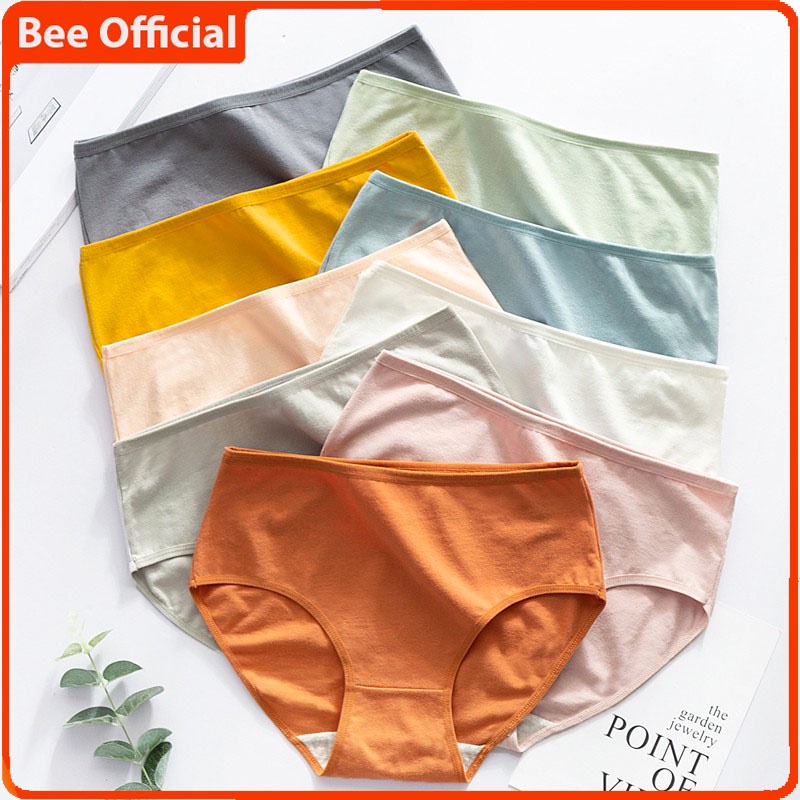 BEE - Celana Dalam Mid Waist Cd Polos Bahan Katun Import Undies Premium 021