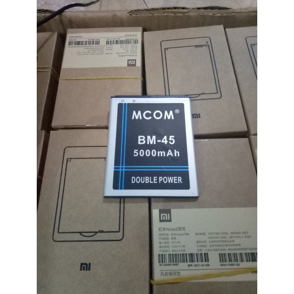 DIJUAL MCOM BATTERY KIT XIAOMI REDMI NOTE 2 BM45 BATERAI plus DESKTOP DOBEL DOUBLE POWER 5000mah