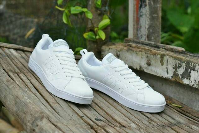 Sepatu Adidas Neo Advantage Grade Original Sneakers Pria Wanita Kets Fullwhite Fitnes Gym Sport