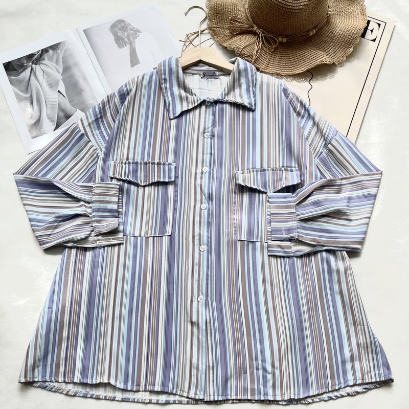 IL - SASKHI BLOUSE STRIPE OVERSIZE CANDY STRIPE /BLOUSE GARIS OVERSIZE