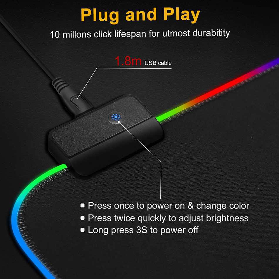 iAhead Gaming Mouse Pad XL + LED RGB 300 x 900 mm - MS-WT-5