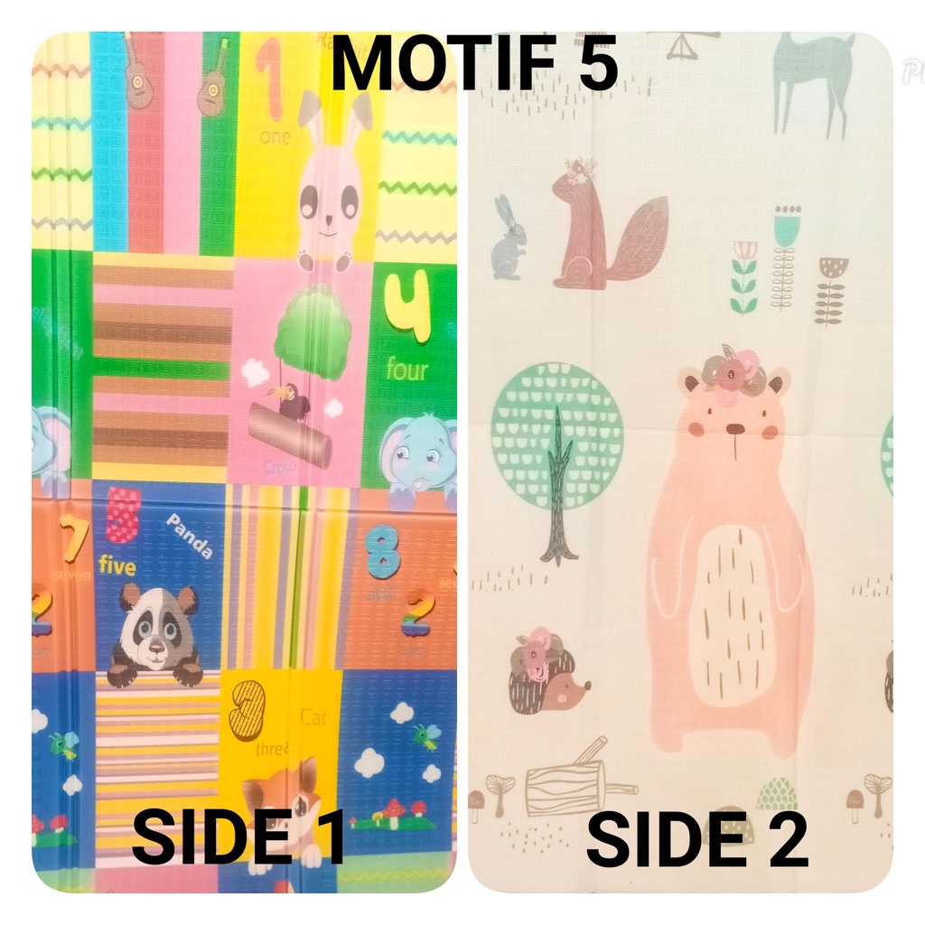 Matras Bayi Playmat Bayi Karpet Lipat Anak Bayi Tikar Lipat XPE MAT Double Side Tikar Lipat-MOTIF 5
