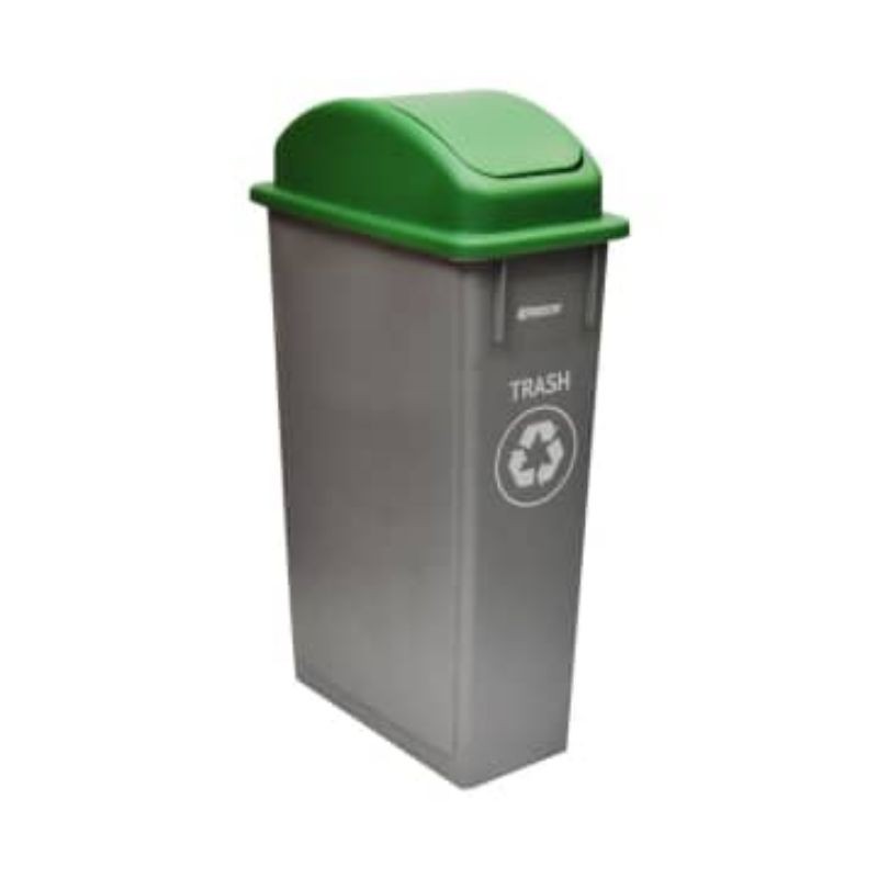 Krisbow 90 Ltr Tempat Sampah Plastik Tutup Ayun - Abu-Abu Hijau
