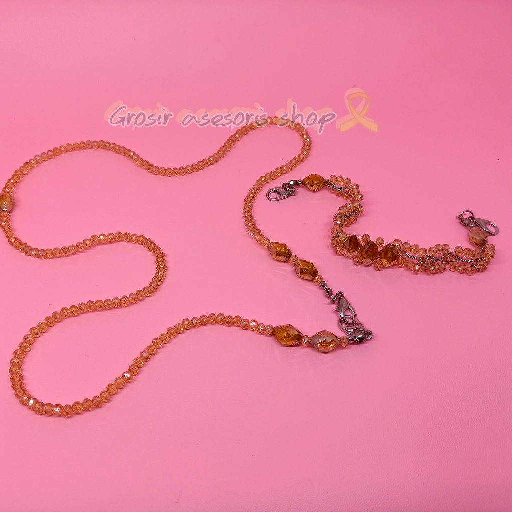 konektor + kalung masker hijab bahan kristal / strap masker / tali masker / konektor