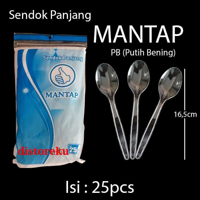 isi 25pcs sendok makan plastik panjang bening kualitas tebal fim mantap