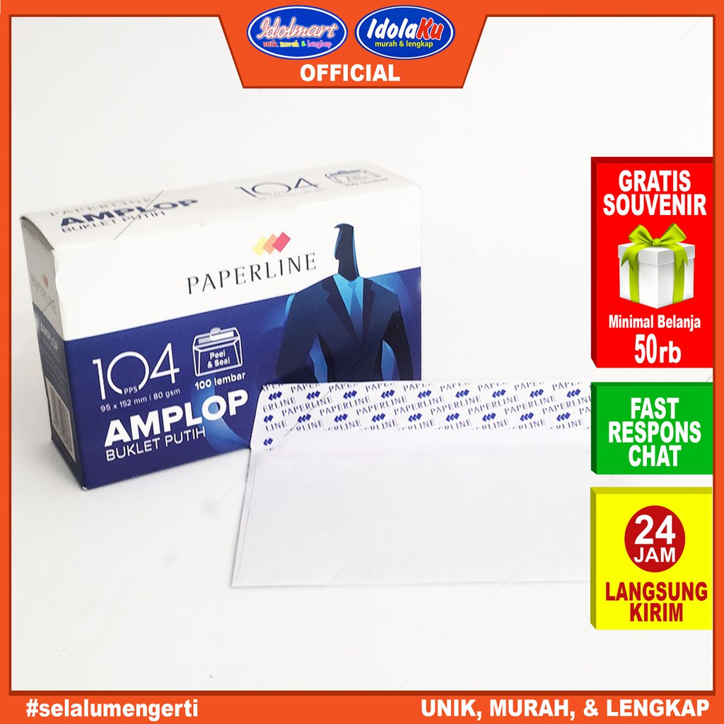 IDOLMART Amplop Paperline Putih Polos 104 pps Idolmart Surabaya