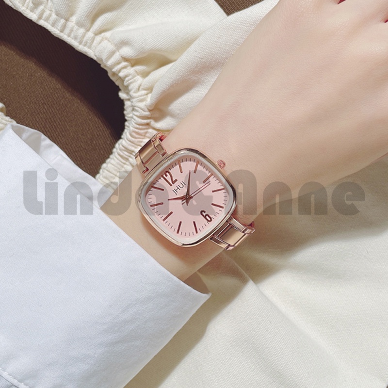 Jam Tangan Analog Wanita Strap Stainless Steel Gaya Elegan Korean Fashion