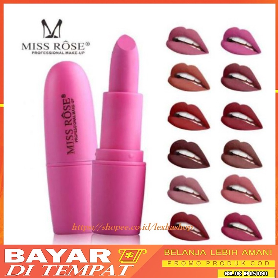 Miss Rose Lipstick Tahan lama Matte Kecantikan Pelembab Bibir Halus 20 COLOR DJ 7301-026