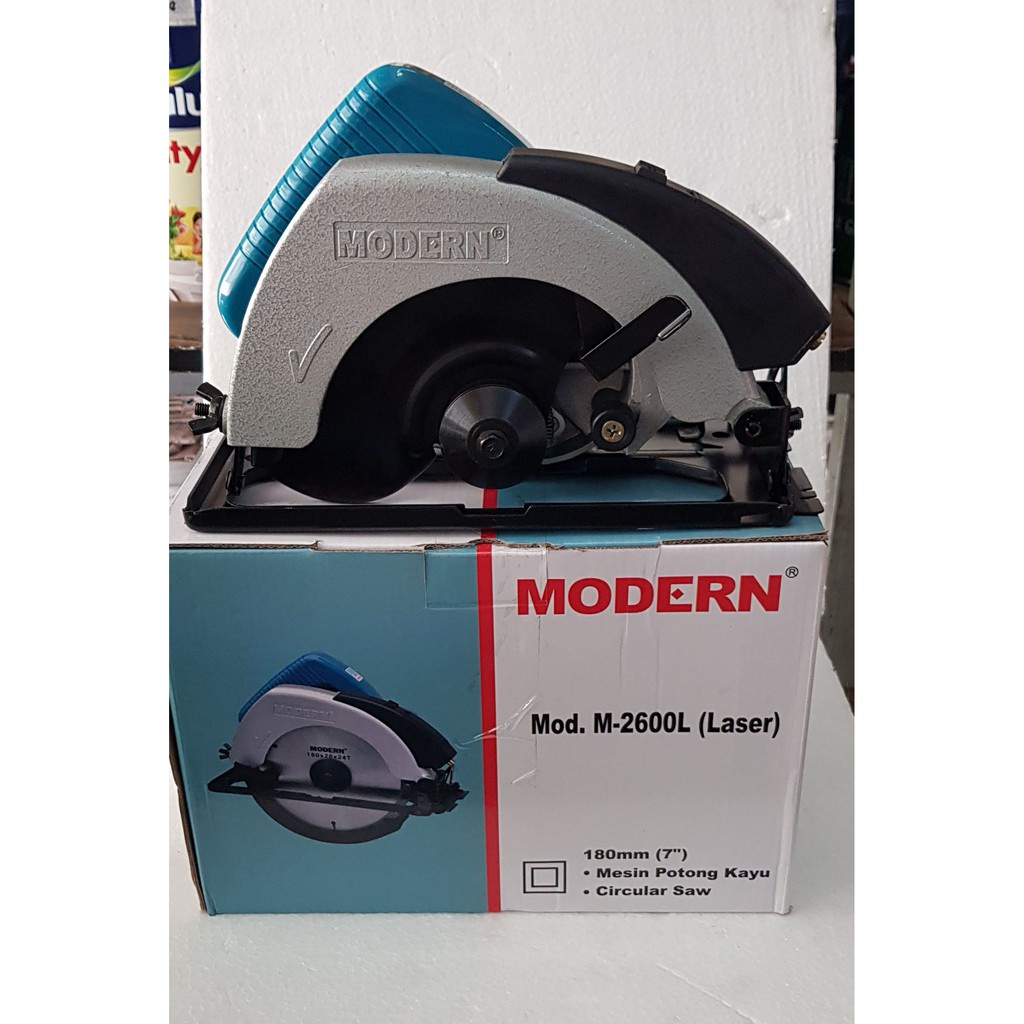 Mesin Circular Saw Modern M2600L 7" Laser Low Watt 700 Alat Gergaji Potong Kayu Meja Duduk