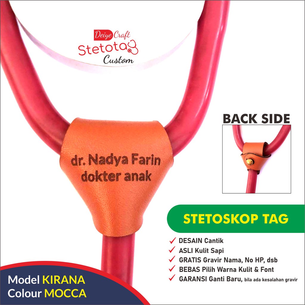 ID TAG STETOSKOP Leather Name Tag Dokter Gratis Gravir Nama (Model KIRANA)