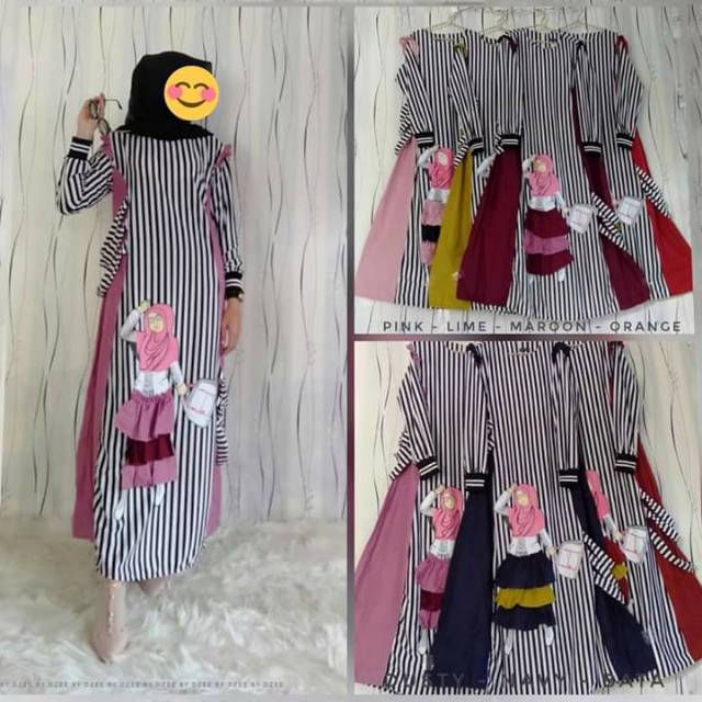 Gamis katun linen mix salur