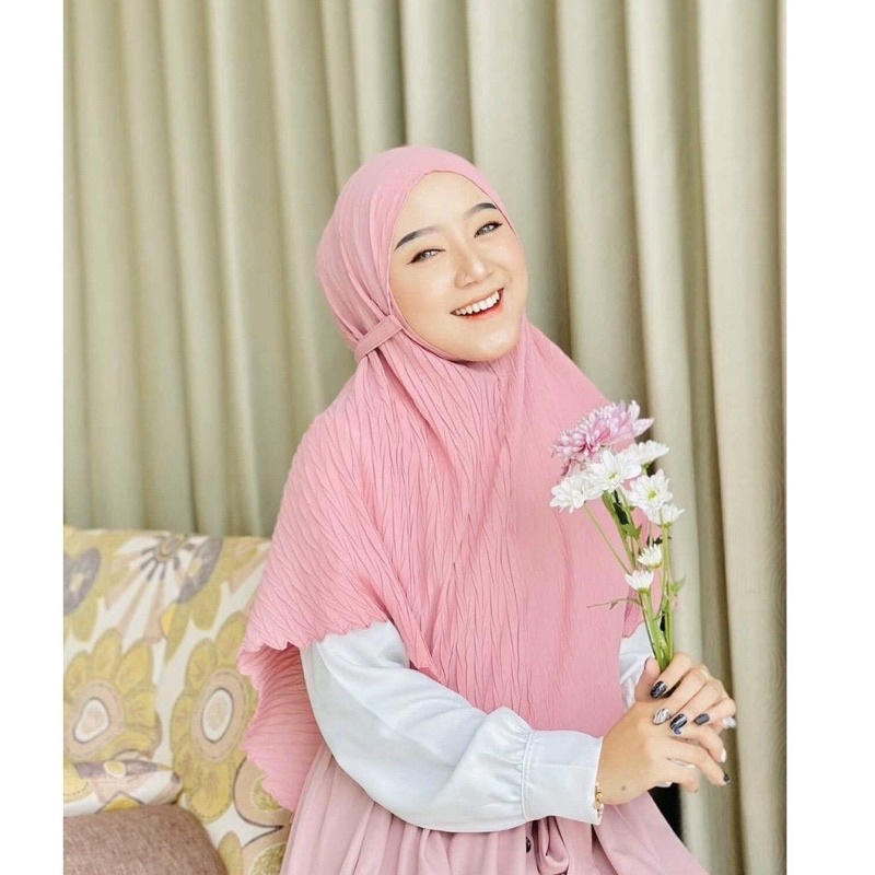 (Zafron) Bergo Maryam Ceruty Plisket Padi Jumbo / Bergo Maryam Plisket Zafron-3
