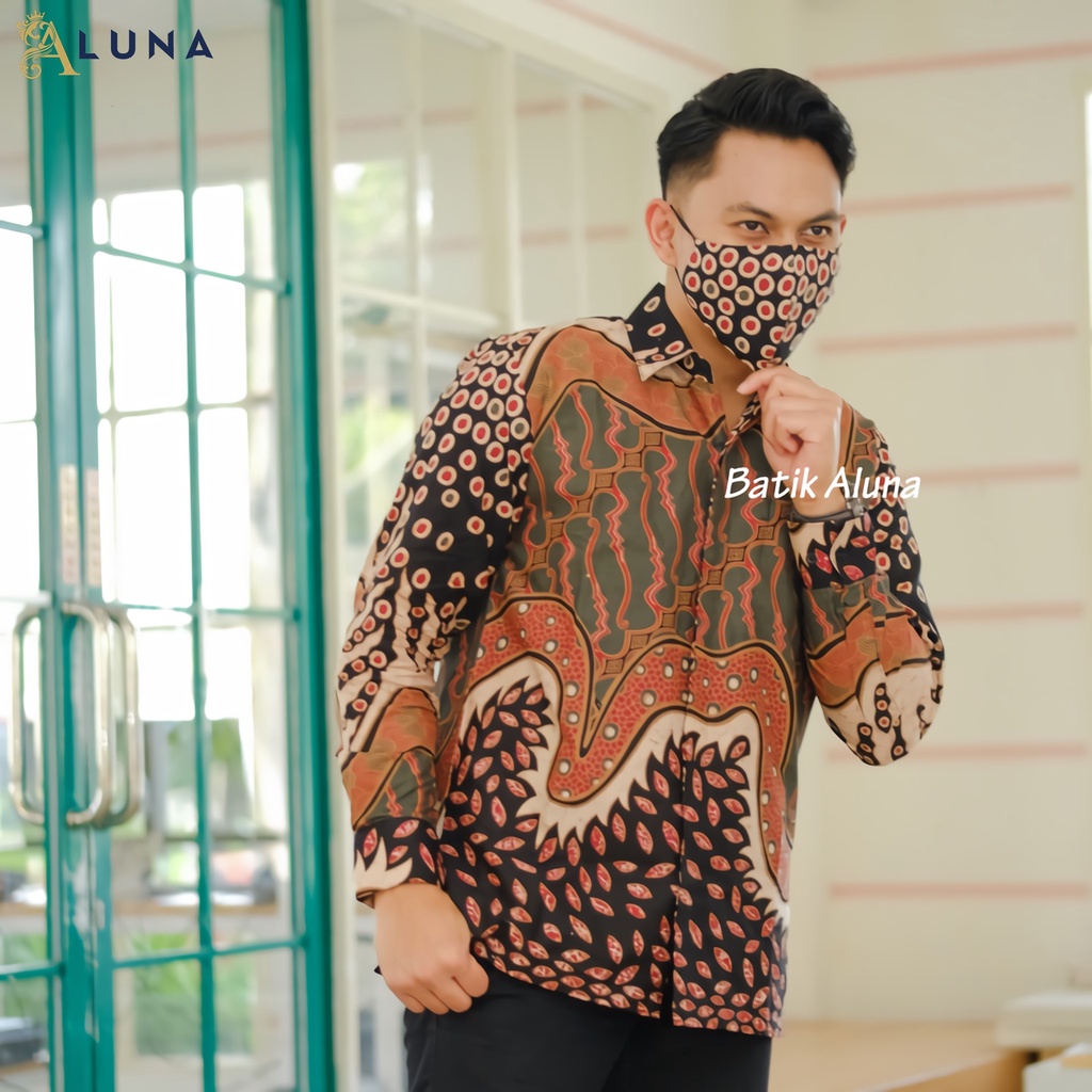 KEMEJA BATIK PRIA PREMIUM LENGAN PANJANG REGULAR BATIK ALUNA PCW 030