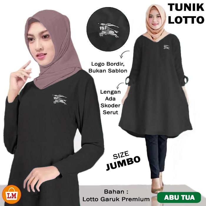 Atasan Wanita Muslim TUNIK LOTTO Bahan Lotto Garuk JUMBO Logo Bordir Bukan Sablon TERMURAH TERBARU KEKINIAN LMS 27845 27848 27851