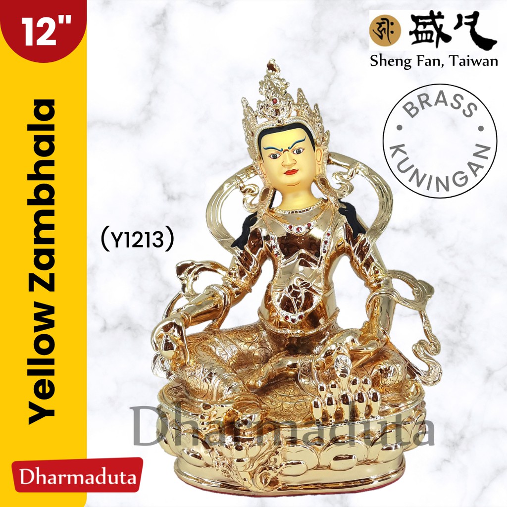 Sheng Fan Yellow Zhambala 12in Kuningan Emas Brass Gold Taiwan Jambhala Kuning Dewa Harta  Huang Cai