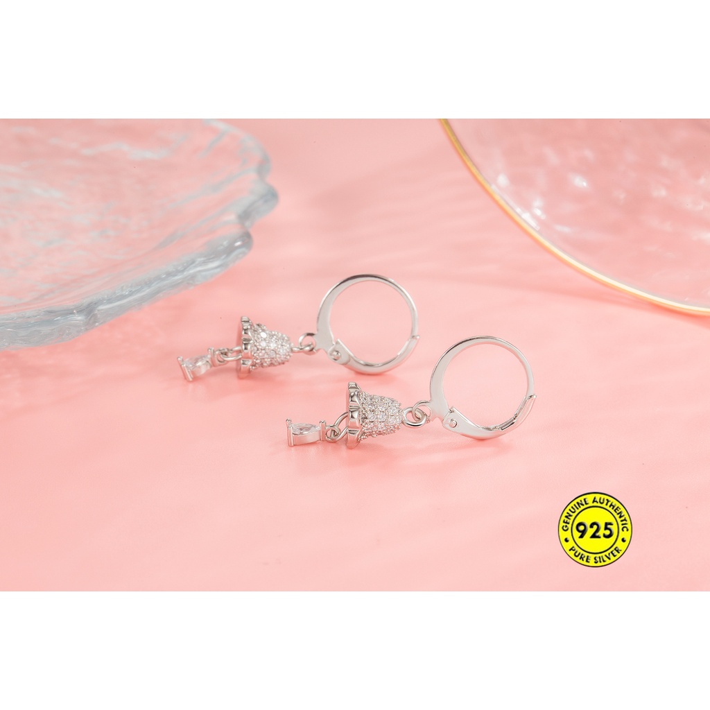 Anting Klip Bahan S925 Silver Aksen Berlian Gaya Korea Retro Untuk Wanita