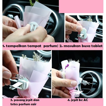 Mini Flower Bouquet Aesthetic Parfum Bunga Jepit AC mobil