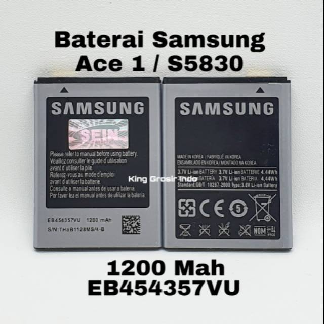 Baterai Samsung Galaxy Ace 1 / S5830 Original OEM EB454357VU Battery