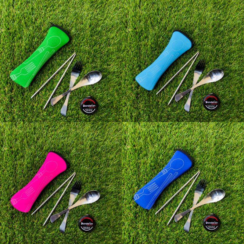 Sendok set sumpit portable + pouch  /sendok set stainless/sendok 3 in 1