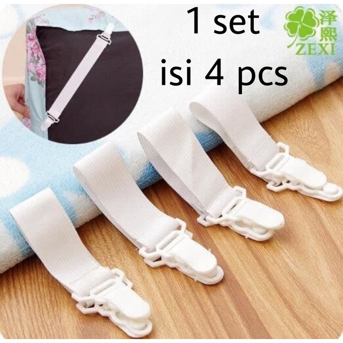 Penjepit Jepitan Sprei Karet Pengait Ujung Sudut Kasur Set Isi 4 pcs