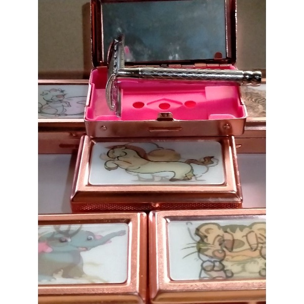 Alat Cukur Jenggot/Kumis Import,Ganggang Besi Motif,Free Silet cukur