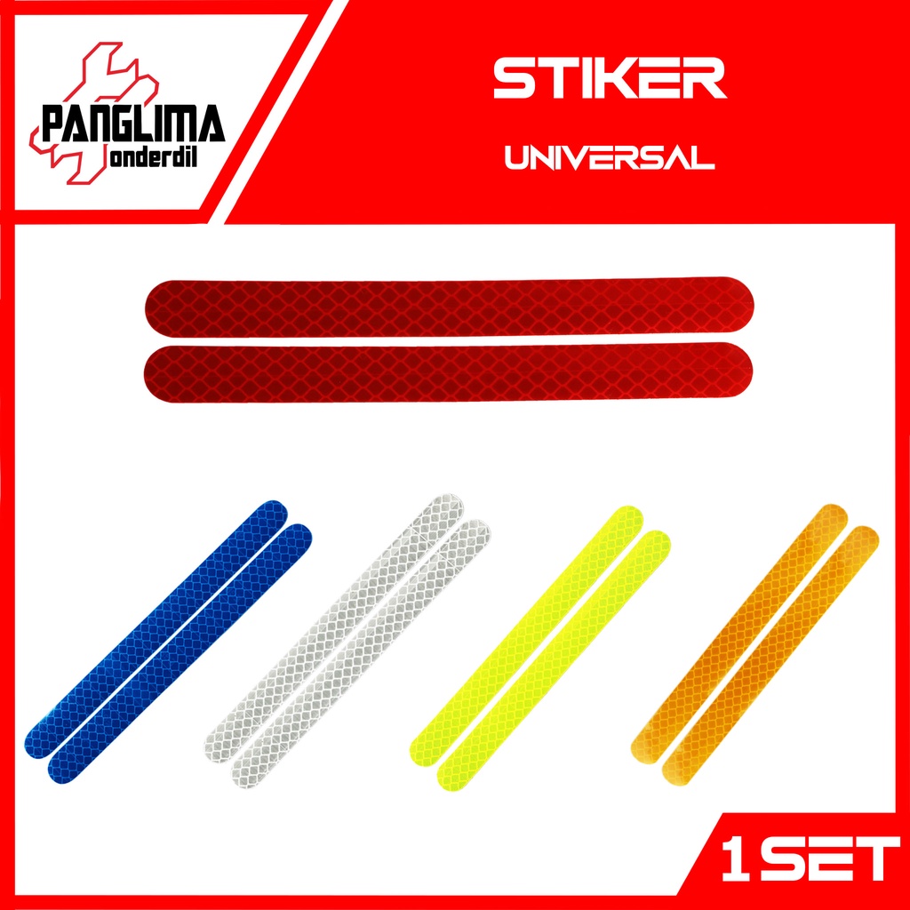 Stiker Spion Merah-Kuning-Biru-Putih Sticker Anti-Pelindung-Cover Baret Reflektor-Reflective Terang-Lampu Sepion 2 Pcs