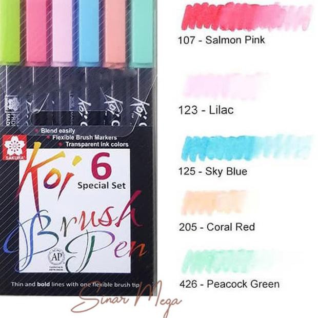 

♦ Sakura Koi Coloring Brush Pen Set 6 - Pastel Color / Brush Pen ○