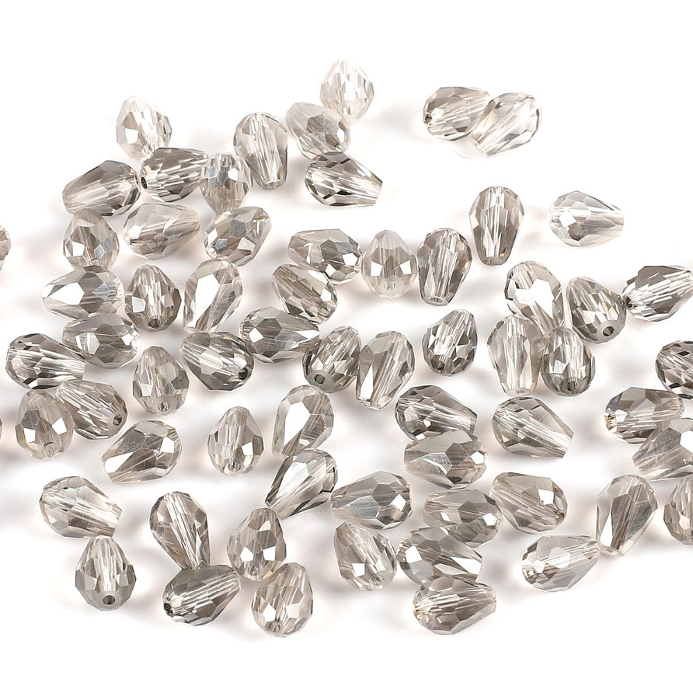 DIY 5*7 Mm 70 Pcs Austria Teardrop Crystal Beads Warna-warni Segi Manik-manik Kaca untuk Garmen Dekorasi Kerajinan Buatan Tangan Perlengkapan