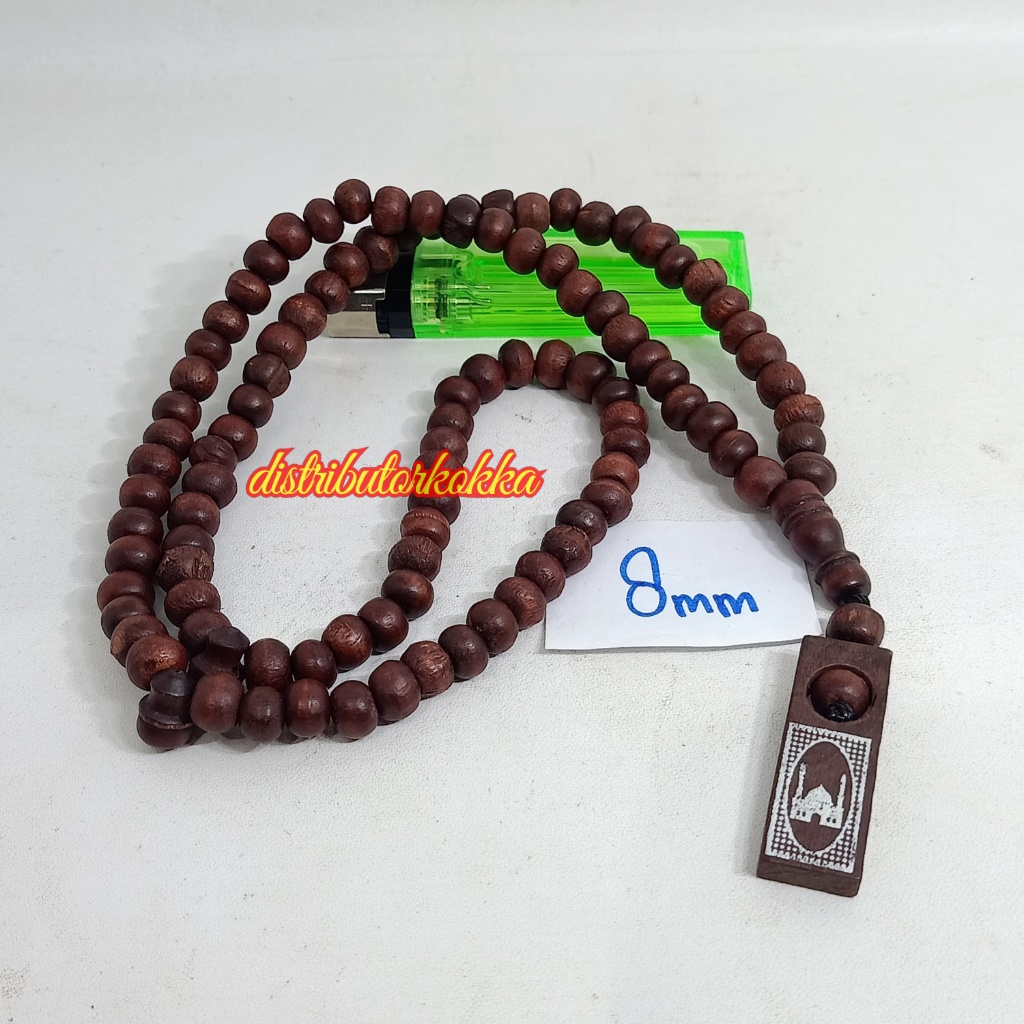 10pcs tasbih 99 kayu kopi 8mm merah maroon