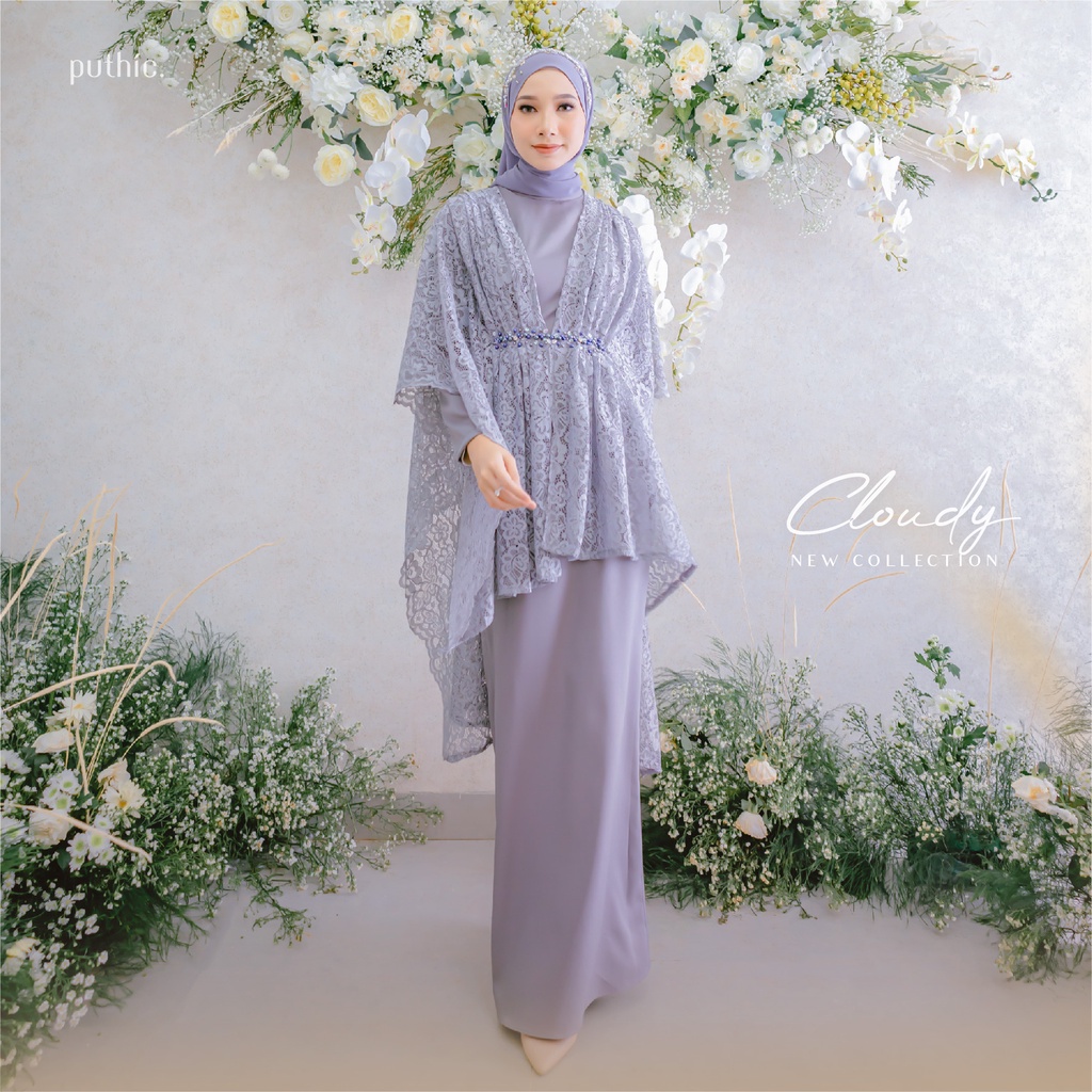 PUTHIC - CLOUDY DRESS - READY STOCK - Gamis - Gaun - Long Dress - Lebaran- Halal Bihalal - Akad - Re