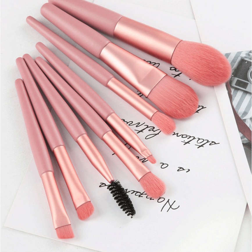 JY Set Kuas MakeUp 8 in 1/Travel Mini MakeUp Brush Set