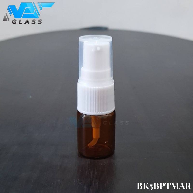 botol pump treatment 5ml kaca coklat / botol kaca amber 5ml tutup spray pump