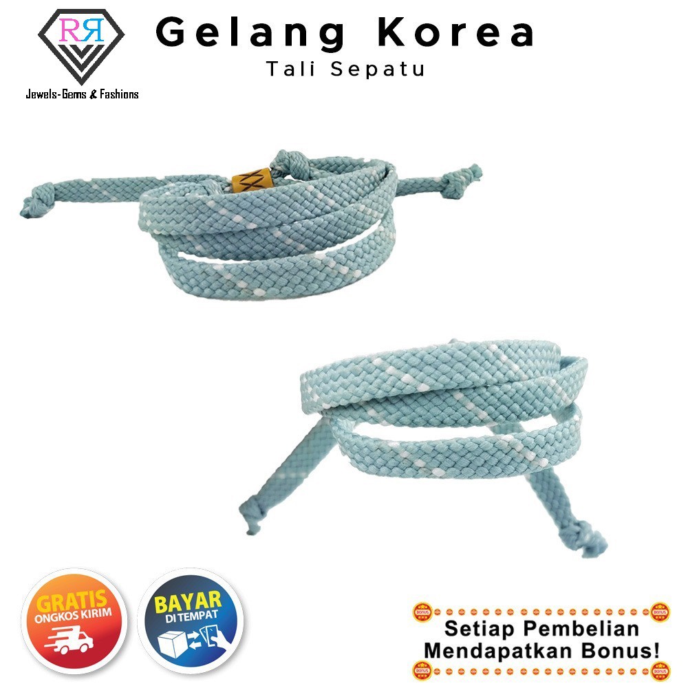 Bayar Di Tempat [ COD ] RR - Gelang Pria Tali Sepatu Korea Tumpuk 3 Lapis Hitam Distro Keren Murah