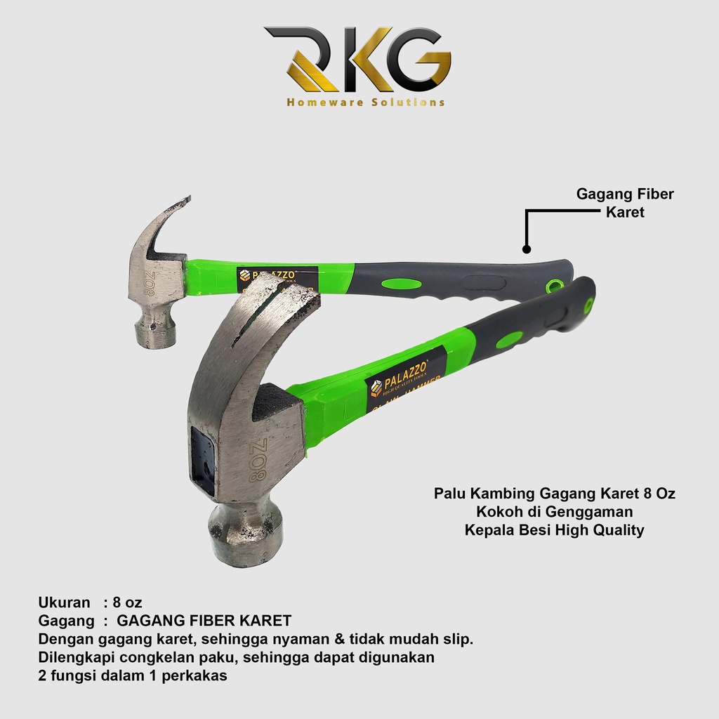 Palu Kambing Gagang Fiber l Martil Cabut Paku l Claw Hammer-3