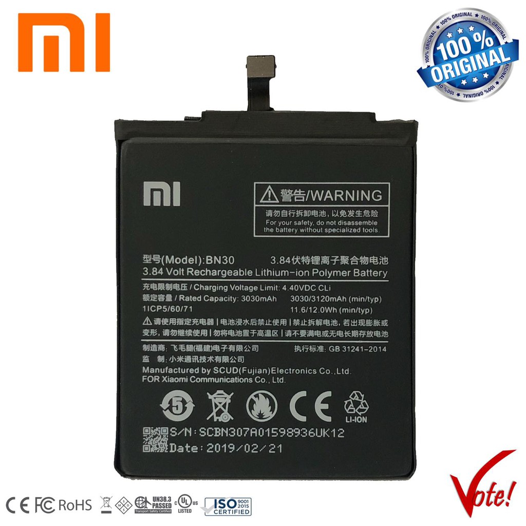 BN30 Baterai Xiaomi Redmi 4A Battery BN 30 Original