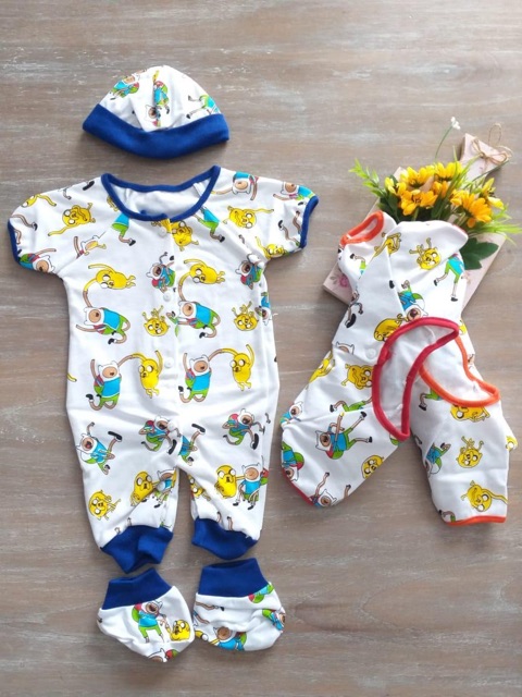 Setelan romper little j ( romper+ topi+ kaoskaki)