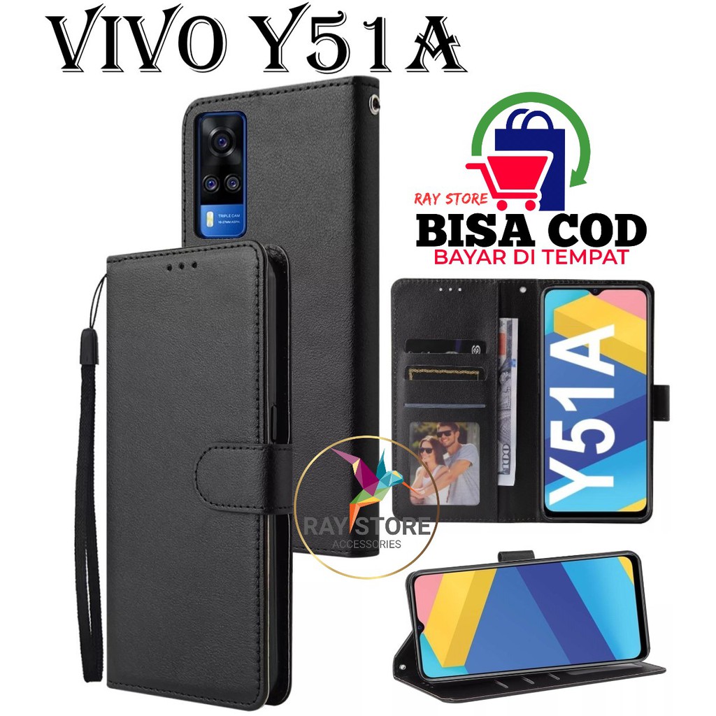 VIVO Y51A FLIP LEATHER CASE PREMIUM-FLIP WALLET CASE UNTUK VIVO Y51A