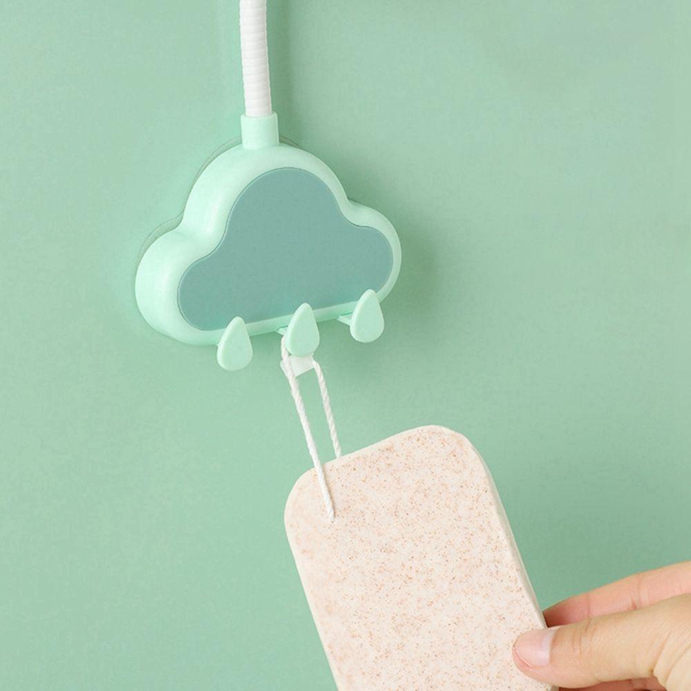 [Elegan] Holder Kepala Shower Bentuk Awan Punch Penyimpanan Gratis Rak SPA Dengan 3kait Penyangga Showerhead Dinding