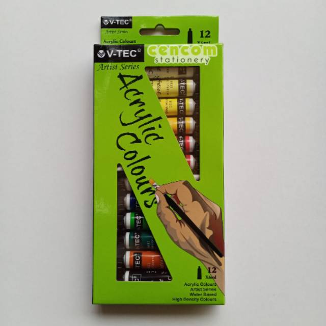 Jual ACRYLIC COLOURS 6 ML SET VTEC CAT AKRILIK 12 WARNA Indonesia