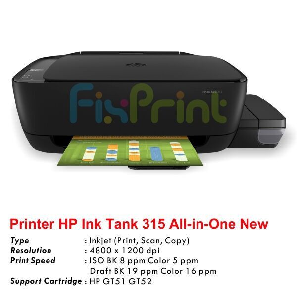 HP Ink Tank Printer 315 All In One Print Scan Copy Multifungsi Pengganti GT5810 Gt5820 319