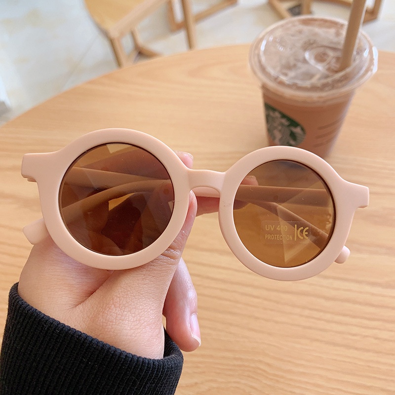 KACAMATA BINGKAI BULAT ANAK/ KACAMATA ANAK FASHION VIRAL / KACAMATA ANTI ULTRAVIOLET SUNGLASSES ANTI SILAU SINAR MATAHARI UNTUK ANAK/LAKI-LAKI PEREMPUAN/BAYI-Pink