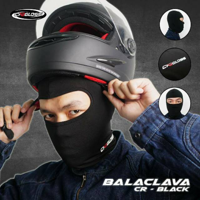 [BISA COD] Masker Buff Ninja Full Face Balaclava Spandex Hitam Polos Motor Helm