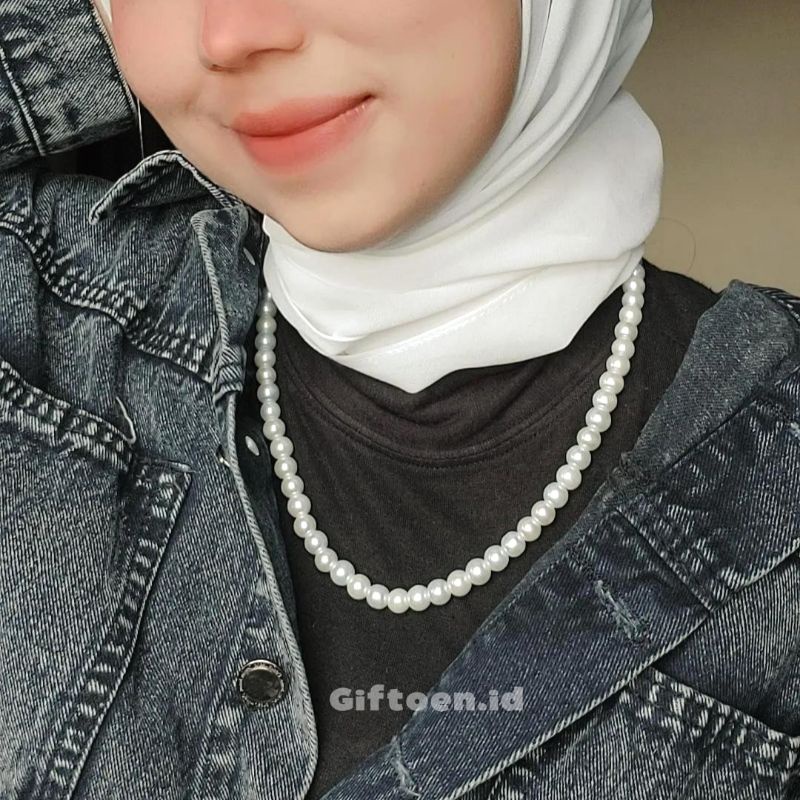 Kalung Mutiara Hijab Fashion/ Necklace pearl/ 2in1 hijab non hijab