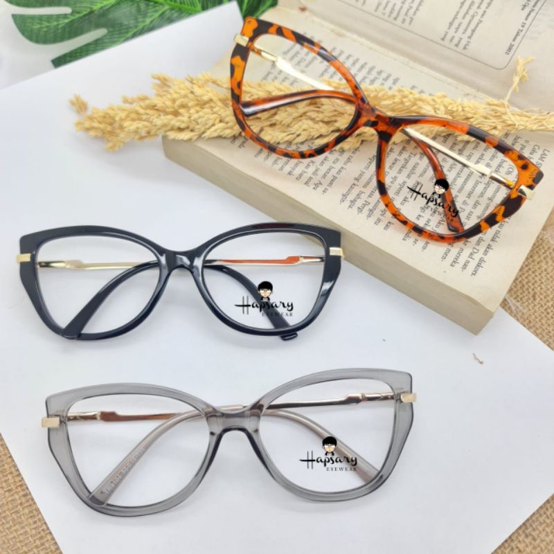 Frame Kacamata Wanita Trendy 9104 Gratis Lensa Antiradiasi Blueray Photocromic &amp; Bluecromic Minus cyl dan Plus