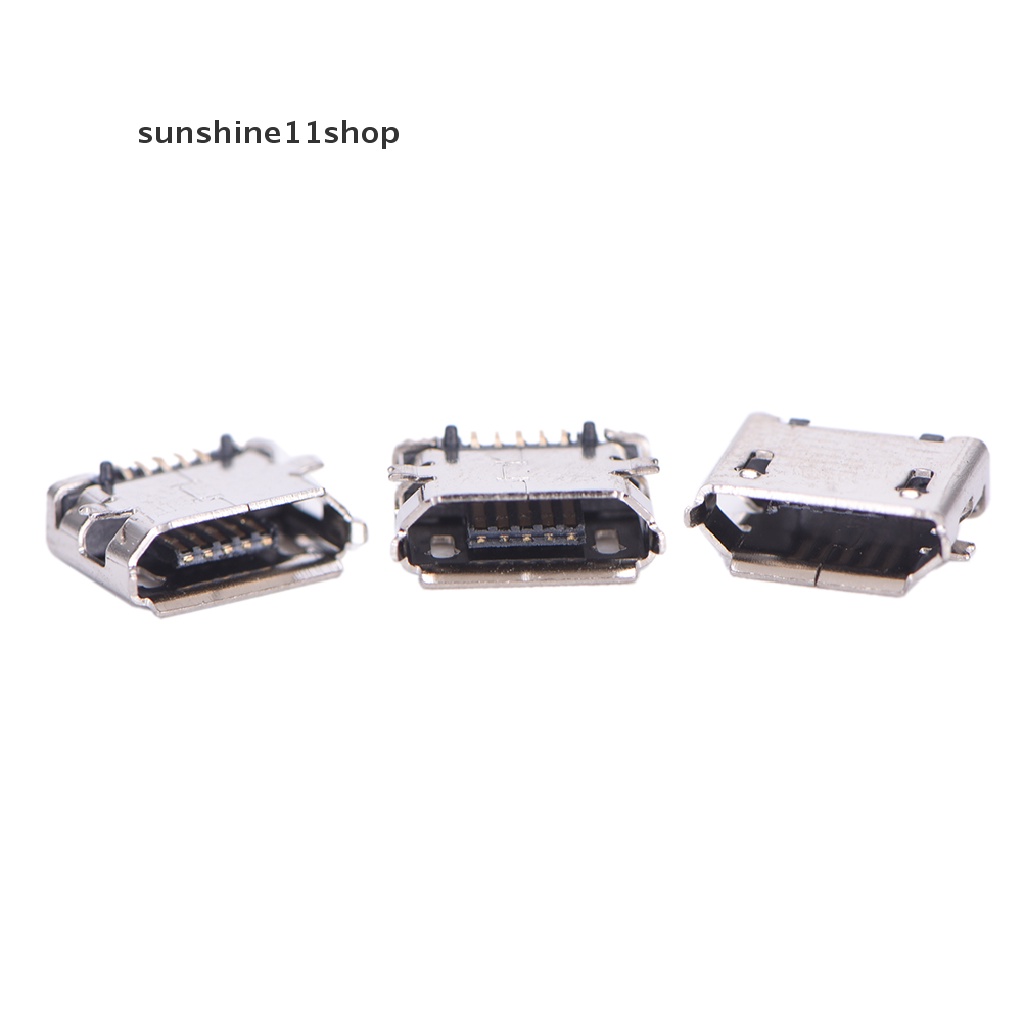 Sho 10pcs Konektor Micro USB 5 pin Tipe B Female Untuk Soket Charging 5 pin