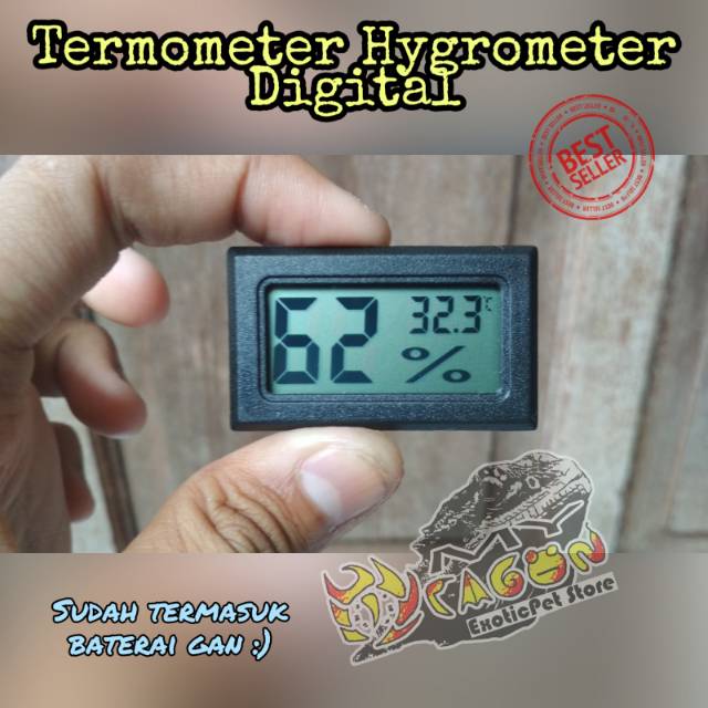 Termometer Hygrometer Digital untuk Suhu Ruangan Kandang Hewan Reptile dan Tortoise